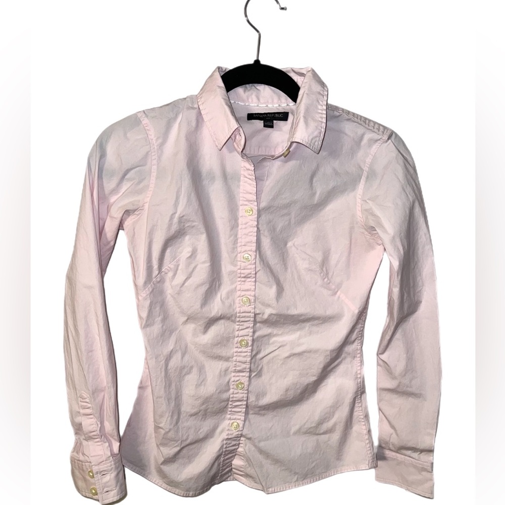 Pink Banana Republic Long Sleeved Button Up